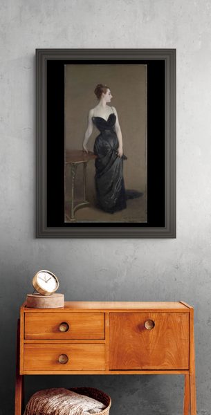 Madame X by John Singer Sargent as a framed print in a bedroom