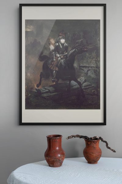 The Ballad of Lenore by Horace Vernet as a framed print in a hallway